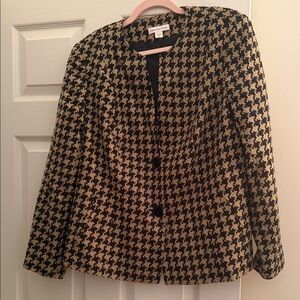 Coldwater Creek Black and Tan Houndstooth Blazer